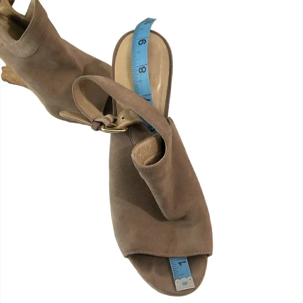 STUART WEITZMAN Wedge Sandals Women's Size 8 Taupe Slingback Shoe Liner